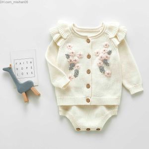 Kleidungssets Baby Pullover Blumenstickerei Neugeborene Mädchen Pullover Strickjacken Herbst Kleinkind Jungen Strickwaren Jacken Winter Kinder Strickoberteile 210413 Z230721