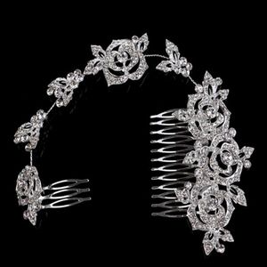 Elegante pente de cabelo longo rosa com strass grampos de cabelo para casamento de noiva acessórios de cabelo joias cristais austríacos grampos de cabelo 210e