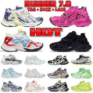2023 Top Runner 7.0 Yürüyüş Ayakkabıları Kadınlar Erkekler Atletik Grafiti Eğitimleri Siyah Beyaz Pembe Sarı Kırmızı Trendi Tasarımcı Vintage Jogging 7S Spor Spor Ayakları Boyutu Eur36-46