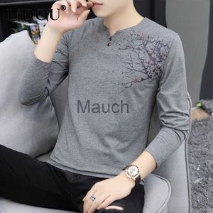 Männer T-Shirts Herbst Winter Neue Druck Casual Lose Mode T-shirts Mann Langarm Alle Spiel Vintage Top Männliche Trend koreanische Streetwear Cloes J230721