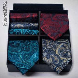 Neck Ties VAGUELETTE Paisley For Men 3 PCS 3PCS Pocket Square Luxury Gift Set Men s Necktie Wedding Party With Box 230721