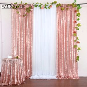 Sheer Curtains 2pcs 2x8ft Fair cekin tło kurtyna po kabinie tła zasłona ślubna forchristmas/impreza