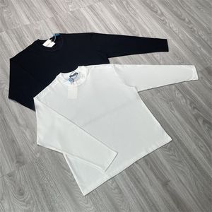 Embroidery Long Sleeve T-Shirt Men Women 1 Quality Oversized Black White Base T Shirt