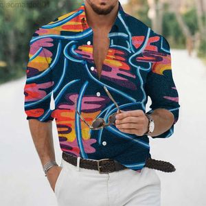 Camicie casual da uomo Camicie da uomo per il tempo libero Muscolo a maniche lunghe OL Camicia stampata da festa Camicetta slim fit Top traspirante Vintage Business L230721