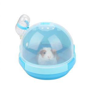 Caixa de transporte portátil para animais de estimação Hamster para transporte ao ar livre Gaiola em forma de plástico bonito com garrafa de água Viagem ao ar livre para pequenos animais de hamster258e