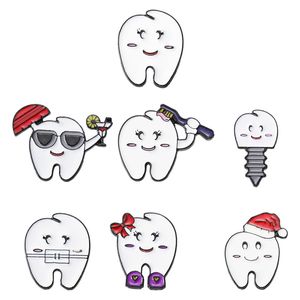 Lovely Metal Oil Drop Tooth Brooches for Children Schoolbag Backpack Hats Clothes Cartoon Badge Lapel Pin Broochs Accessory Jewelry