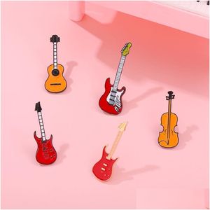 Alfinetes Broches Guitarra Broche Duro Esmalte Pin Instrumentos Musicais Metal Lapela Roupas Coletar Emblemas Chapéu Personalizado Moda Homens Mulheres Dhkwp