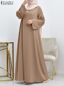 Etniska kläder zanzea mode abaya hijab sundress kvinnor muslimsk klänning hösten solid party vestidos dubai kalkon jilbab islamiska kläder kaftan 230721