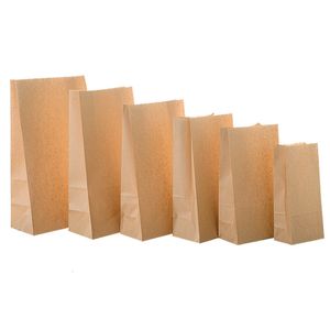 Gift Wrap 50/100pcs kraft paper bag gift bags packaging biscuit candy food cookie bread seen snacks baking takeaway bags 230720