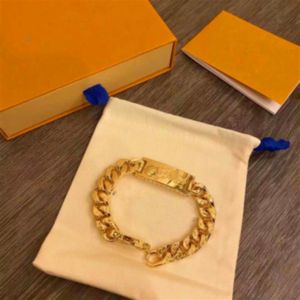 2021Fashion New Basketball 316L Titanium steel Engrave Four Leaf Flower Colored Enamel 18K Gold Thick Chain Links Patches Bracelet224C