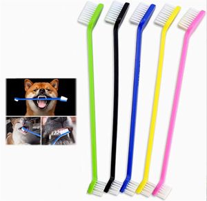 200 datorer Pet Supplies Cat Puppy Dog Dental Grooming Tandborste Double-head Dog Tandborste Cat Tandborste färg Slumpmässig skicka gratis DHL Fedex Frakt JL1672