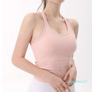 Damen-Yoga-BHs, Sportweste, Tank-Top-Form, Tank-Top, Laufen, Fitnessstudio, Fitness, ärmellos, Frühling und Sommer, Brustpolster LL-01, Yoga-Outfit