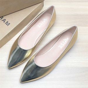 Dress Shoes Lady Plain Simple Shiny Flats Soft Comfortable Slip On Ballet Mujer Pointed Toe Driving Shoes Spring Cute Footwear China Size 48 L230721