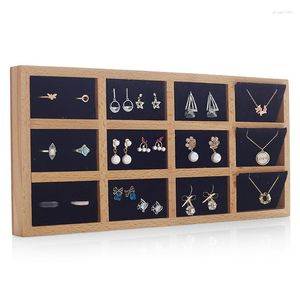 Sacchetti per gioielli Fashion Wood Velvet Display Vassoio Ring Box Orecchino Collana Bracciale Ciondolo Organizer Storage