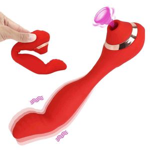 Massageföremål som rör sig stimulera G Spot Massager Nippel Sugande vibrator Dildo Finger Dual Use Silicone Clitoris Sucker Sex283s