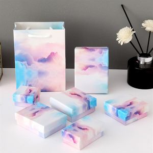 DDisplayColorful Cloud Gradient Color Jewelry Box Creative Lid and Tray Ring Cases Earring Jewelry Display Necklace Package Box2582