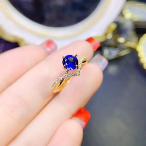 Cluster Rings FS 6 Natural Sapphire Ring S925 Sterling Silver For Women Fine Fashion Weddings Jewelry