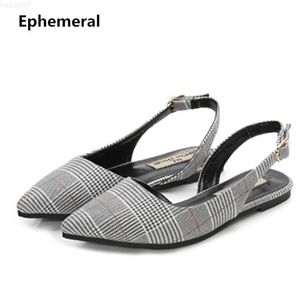Dress Shoes Woman Back Strap Sandals Flats Pointy Patch Colors Summer Dress Shoes Pink Black Extreme Plus Size 34-48 Footwear For Wide Foot L230721