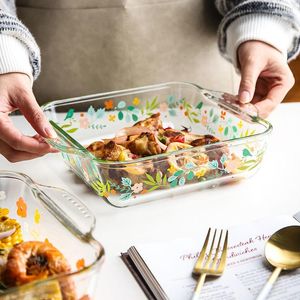 Plates High Temperature Resistant Glass Baking Tray Microwave Oven Binaural Salad Dinner Set And Dishes Dinnerware