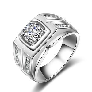 2019 Новые 1 25 -кадры с белым золотом большие белые каменные кольца для мужчин CZ Diamond Jewelry Обручальные свадебные мужчины Ring272r