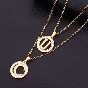 Nyaste guldfärg 26 bokstav halsband Alfabetet Shell Pendant Halsband Fashion Chain Halsband för kvinnliga män smycken 1 st