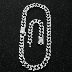 Mens 20mm Heavy Iced Out Miami Cuban Link Chain CZ Rapper Crystal Necklace Choker Bling Hip Hop Jewelry Gold Silver Color Chains272f