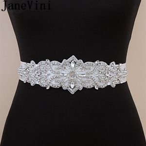 Bröllopssashes Janevini Shining Rhinestone Dress Belt Pearl Crystal Bridal Satin Sash Beading Ribbon Belt Bridesmaid Midjeband222b