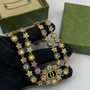 Charm-Armband-Halsketten-Set Designer für Damen Diamant-Kettenarmbänder Vintage-Schmucksets G Bunte Luxus-Halsketten Goldschmuck 237212C