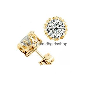 Stud Band New Crown Orecchino 925 Sterling Sier Cz Simated Diamonds Fidanzamento Beautif Jewelry Crystal Ear Rings Drop Delivery Orecchini Dhs1I