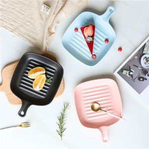 Plates Modern Style Matte Square European Ceramic Baking Pan Tray Fruits Salad Pasta Fried Eggs Steak Dinner Plate