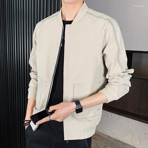 Men's Jackets 2023 Autumn Baseball Coat Bomber Jacket For Man Korean Style Casual Slim Fit Clothing Black Beige Outerwear