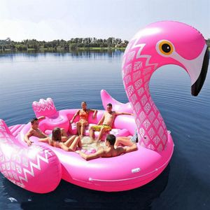 Piscina de natação gigante inflável unicórnio festa ilha de pássaros tamanho grande barco de unicórnio gigante flamingo flutuante ilha de flamingo para 6-8 pessoas r222a