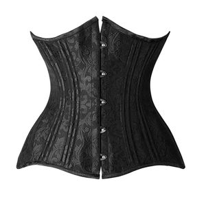 26 Osso de Aço de Osso Duplo Formato Instantâneo Brocado Jacquard Modelador de Cintura Plus Size Modelador Corporal Underbust Espartilho Feminino Modelagem Fina 324M