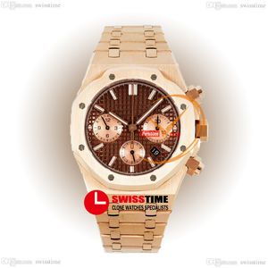 IPF 26331 ETA A7750 Cronógrafo Automático Relógio Masculino 18K Ouro Rosa Castanho Mostrador Bracelete Aço Inoxidável Super Edição Herrenuhr Reloj Hombre Swisstime E5