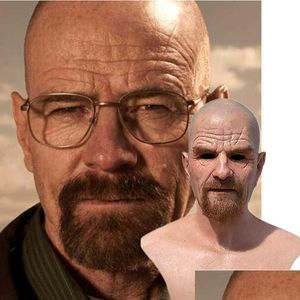 Party Masks New Movie Celebrity Latex Mask Breaking Bad Professor Mr. White Realistic Costume Halloween Cosplay Props X0803 Drop Del Dhem2