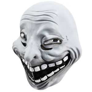 Troll ansikte meme mask tecknad film full huvud latex mask komisk leende karneval kostym fest fancy klänning grå