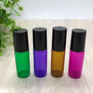 HOt Sale 540pcs/Lot 5ml 1/6oz ROLL ON Colorful Fragrance GLASS BOTTLES ESSENTIAL OIL Glass Metal Ball Aromatherapy Bottle FREE DHL Ship Tixo