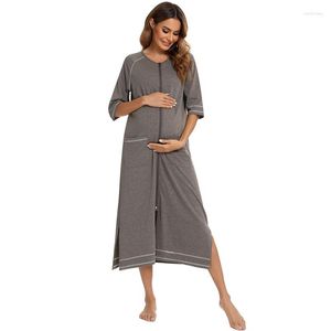 Kadınların Pijama Sonbahar Nefes Alabası Pijamaları Karışık Pamuklu Uzun Kollu Kadın Gecesi Vık Yağlı Gevşek Gevşek Yumuşak Bayanlar Maxi Ev Elbise