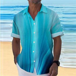 Men's Casual Shirts XS5XL summer men's blue print casual shirt cardigan short sleeve thin breathable shirt beach outdoor Hawaiian shirt 230720