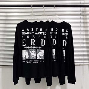 Erkek Tişörtler Yüksek Kaliteli Uzun Kollu Büyük Boy Erd Moda Tişört Erkekler 11 Vintage Sıradan Sokak Giyim ERD Kadın Tshirt Tees Erkekler J230721