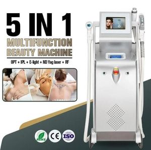 Alta qualità 5 IN 1 IPL LASER Depilazione Nd Yag Laser 1064 RF Pelle Stringere E-light Ringiovanimento permanente della pelle Acne pigmento rughe vascolare rimuovere macchina di bellezza