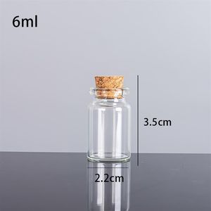 6ML 22X35X12 5MM Small Mini Clear Glass bottles Jars with Cork Stoppers Message Weddings Wish Jewelry Party Favors2384