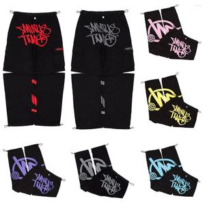 Men's Pants Minus Two Cargo Y2k Rhinestone Pattern Detachable Men And Women Harajuku Hip Hop Gothic Trousers Streetwear