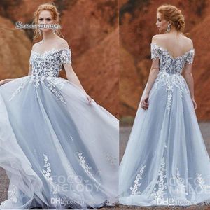 Elegant Off Shoulder Appliques Prom Dresses Short Sleeves High End Quality Evening Party Dress s300w