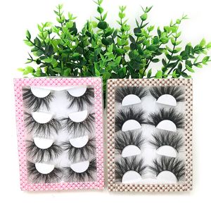 4Prairs Lashes Book 25mm Soft 100% Real Mink Eyelash med Pink Pearl Anpassade ögonfransar Packaging Box