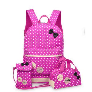 Mochila escolar para adolescentes meninas mochila escolar grande capacidade impressão ponto conjunto mochila escolar mochila bonita 3pcs280v