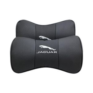 2Pcs Custom logo Car Neck Pillow Genuine Leather Breathable Pillows Cushion for Jaguar F-PACE F-TYPE E-PACE XJ XF XE XK I-PACE XFL244B