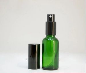 Bottiglie di vetro di profumo con coperchi in oro nero Spedizione gratuita 440 pz / lotto 30 ml Atomizzatore Bottiglia spray ricaricabile con pompa Vuota verde