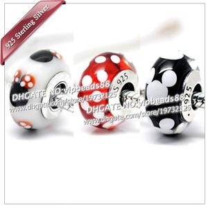 NEW 3pcs S925 Sterling Silver Black and white M-key charm Murano Glass Beads Fit European Jewel pandora Charm Bracelets & Pendant 302u