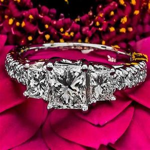 2 CT Simulation Diamond Engagement Ring Princess Cut D VS 14K White Gold Enhanced2388